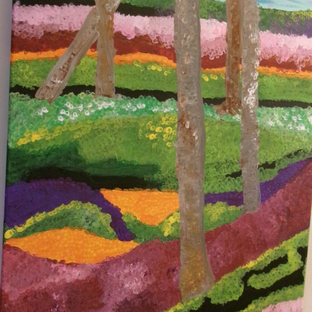 Hand-Painted Abstract Forest Paths 16 x 20 Canvas